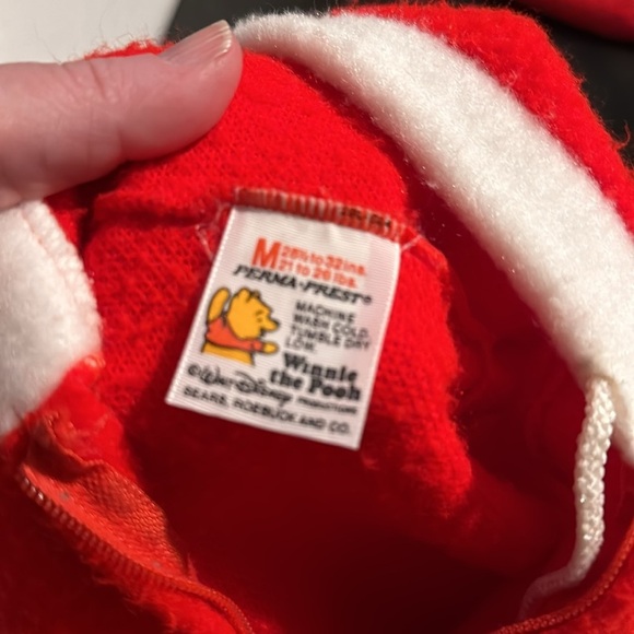 Vintage Winnie the Pooh Sears & Roebuck Fleece Hooded Onesie Christmas Vibe - Picture 3 of 4